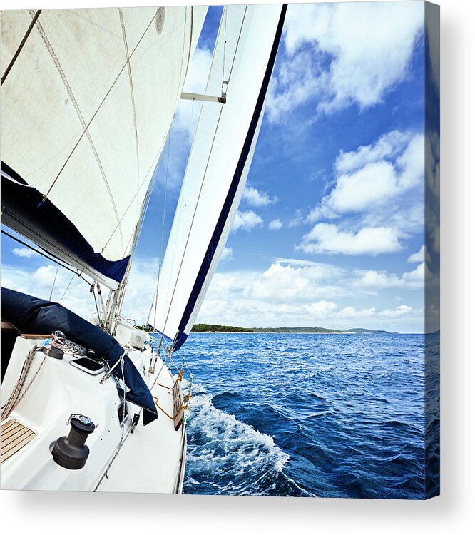 Curve Acrylic Print featuring the photograph Sailing With Sailboat #9 by Mbbirdy
