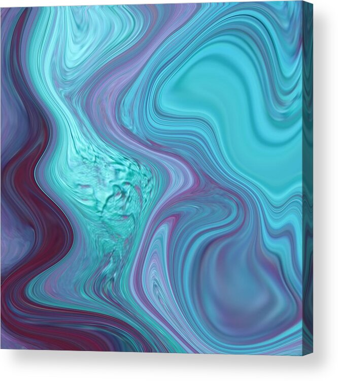 Abstract Acrylic Print featuring the painting Abstract Art - Colorful Fluid Painting Marble Pattern blue Purple by Patricia Piotrak