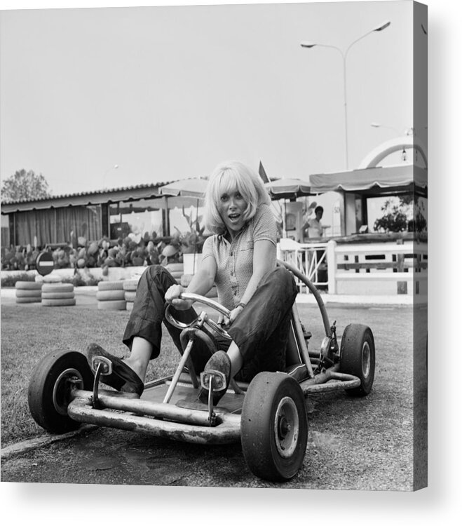 Go-carting Acrylic Print featuring the photograph Actress Mireille Darc At Leisure by Keystone-france