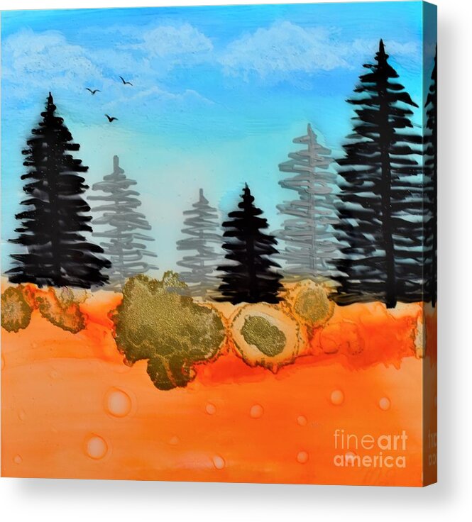 Resin Acrylic Print featuring the mixed media Alcohol Ink - 1 by Monika Shepherdson