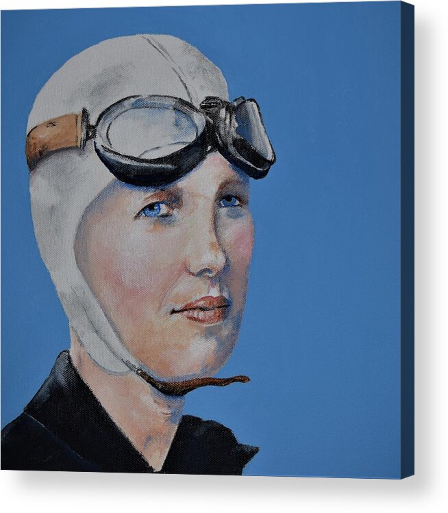 Amelia Earhart Acrylic Print featuring the painting Amelia Earhart by Celene Terry