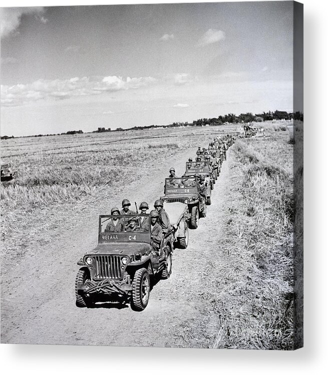 Releasing Acrylic Print featuring the photograph American Soldiers Driving To Manila by Bettmann