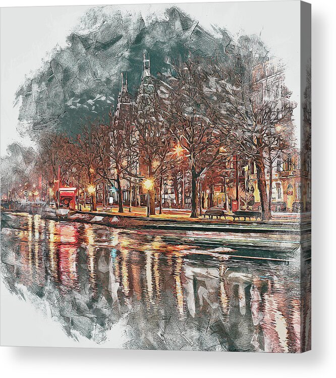 Amsterdam Colors Acrylic Print featuring the painting Amsterdam - 17 by AM FineArtPrints
