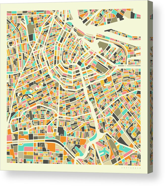 Amsterdam Map Acrylic Print featuring the digital art Amsterdam Map 1 by Jazzberry Blue