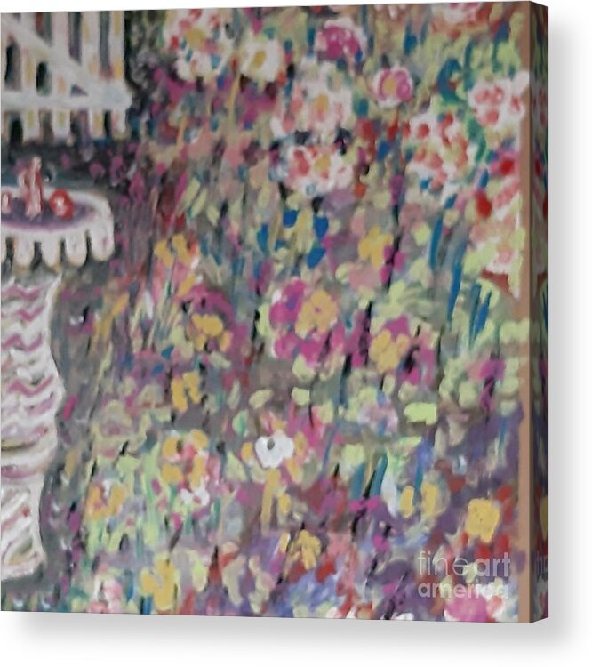Flowers Acrylic Print featuring the painting An abundance of flowers in a garden by Sam Shaker