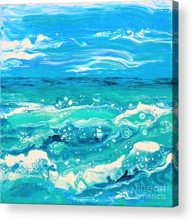 Seascape Acrylic Print featuring the painting Aqua Seafoam by Marilyn Young