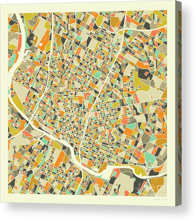 Austin Acrylic Print featuring the digital art Austin Map 1 by Jazzberry Blue