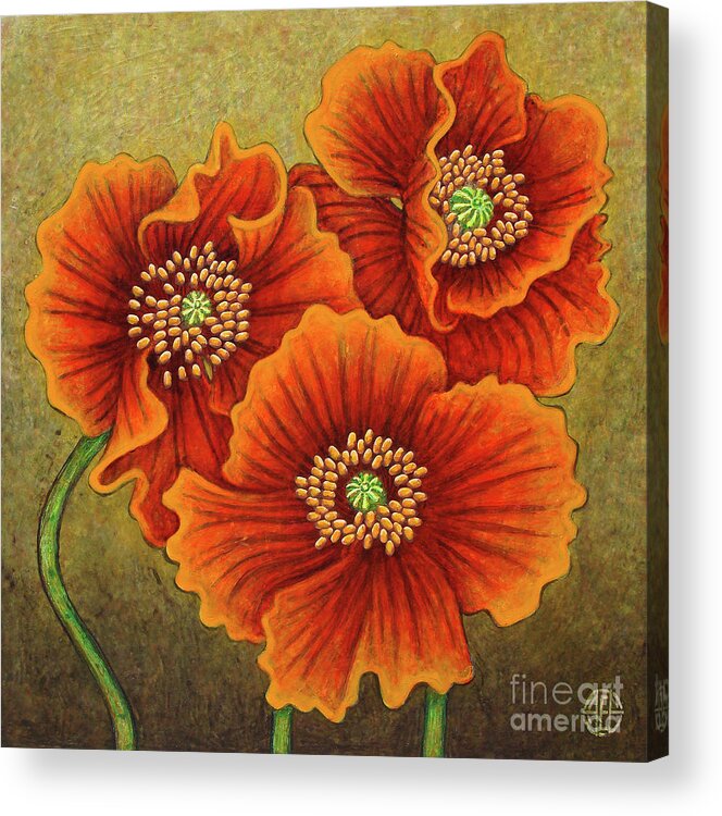 Poppy Acrylic Print featuring the painting Autumn Encroaches by Amy E Fraser