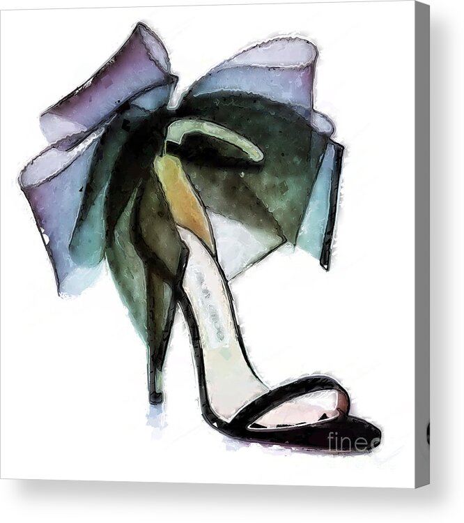 Shoe Acrylic Print featuring the digital art Aveline Bow Sandals by Modern Art