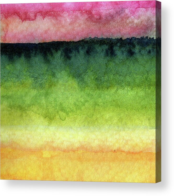 Abstract Landscape Acrylic Print featuring the painting Awakened Too by Linda Woods