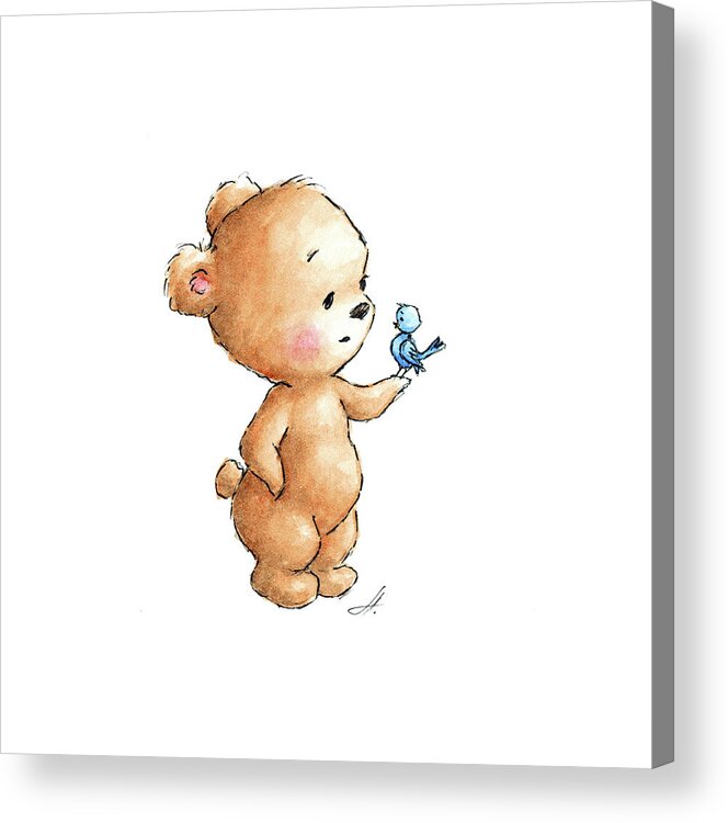 Drawing of teddy bear with daisy Canvas Print / Canvas Art by Anna  Abramskaya - Pixels