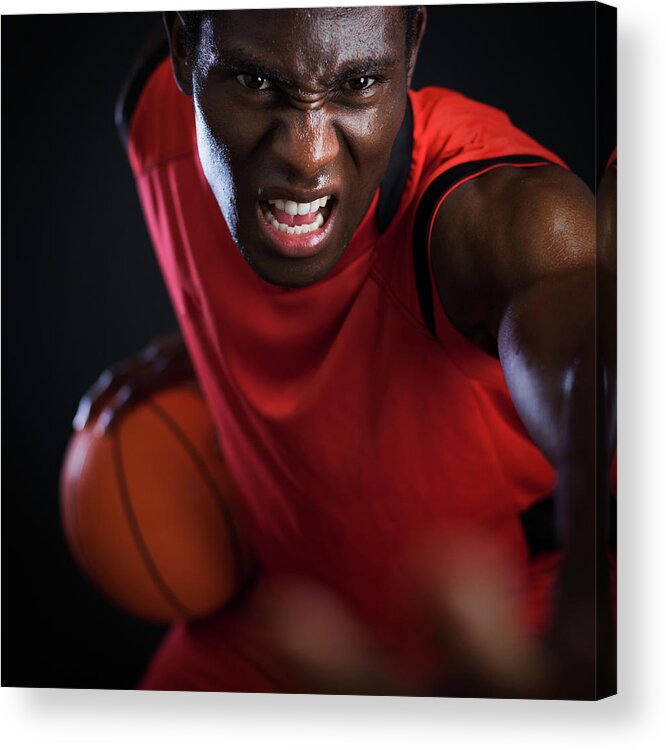 Expertise Acrylic Print featuring the photograph Basketball Agressive Palyer by Tempura