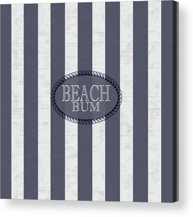 Birthday Acrylic Print featuring the digital art Beach Bum Nautical Stripes of Denim Blue and White Wash by Doreen Erhardt