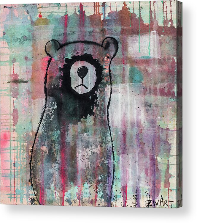 Bear Meditates Acrylic Print featuring the painting Bear Meditates by Zwart