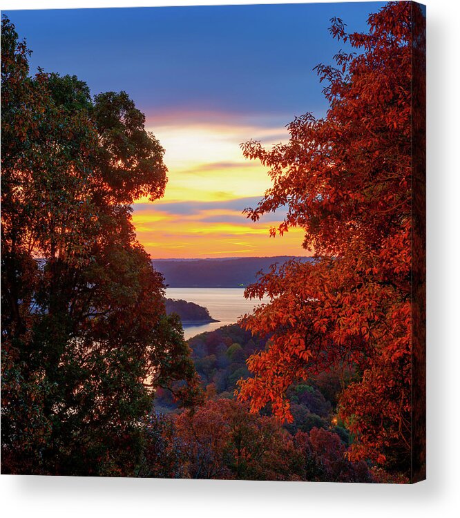 America Acrylic Print featuring the photograph Beaver Lake Autumn in the Arkansas Ozark Mountains by Gregory Ballos