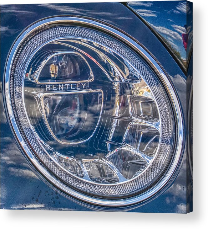 Bentley Acrylic Print featuring the photograph Bentley Bentayga Headlight by Anthony Giammarino