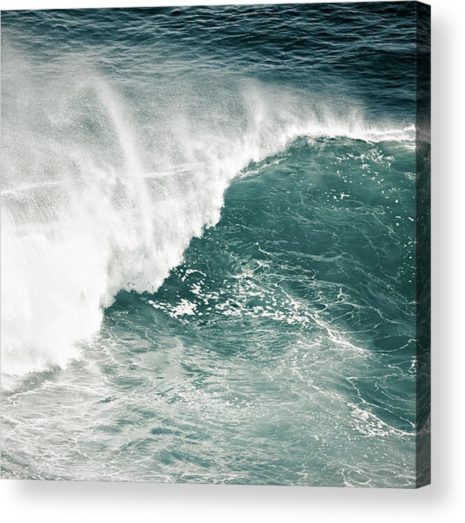 Desaturated Acrylic Print featuring the photograph Big Wave Breaking by Georgeclerk