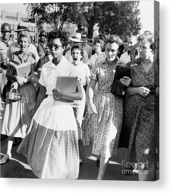 Elizabeth Eckford Acrylic Print featuring the photograph Black Students Integrate Little Rocks by Bettmann