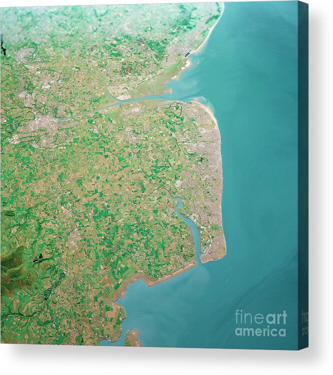 Blackpool Acrylic Print featuring the digital art Blackpool UK 3D Render Aerial Landscape View From North Jun 2018 by Frank Ramspott