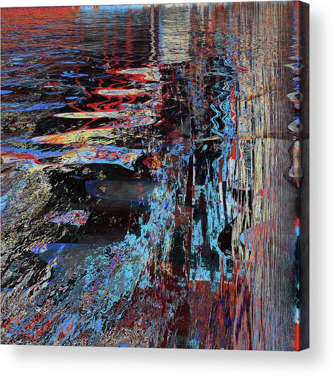 Blue And Red Fire Acrylic Print featuring the digital art Blue and Red Fire by Laura Boyd
