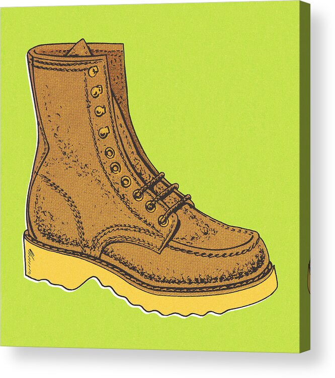 Boot Acrylic Print featuring the drawing Boot on a Green Background by CSA Images