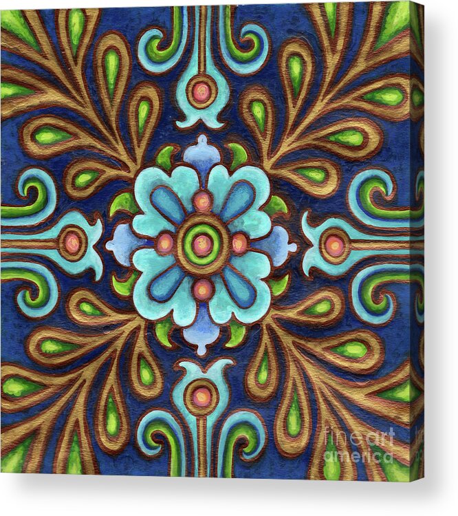 Ornamental Acrylic Print featuring the painting Botanical Mandala 9 by Amy E Fraser