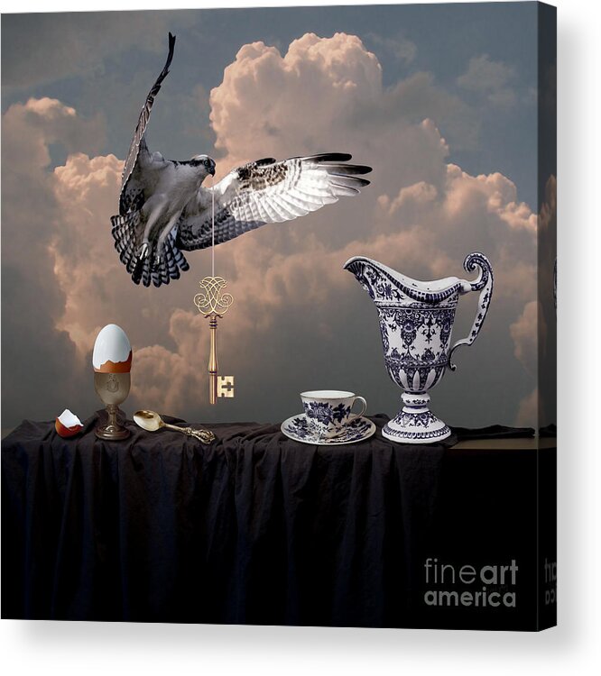 Falcon Acrylic Print featuring the digital art Breakfast with falcon by Alexa Szlavics