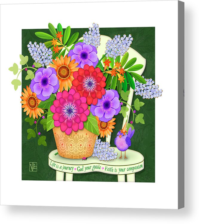 Floral Acrylic Print featuring the digital art Bright Side the Flowers of Faith by Valerie Drake Lesiak