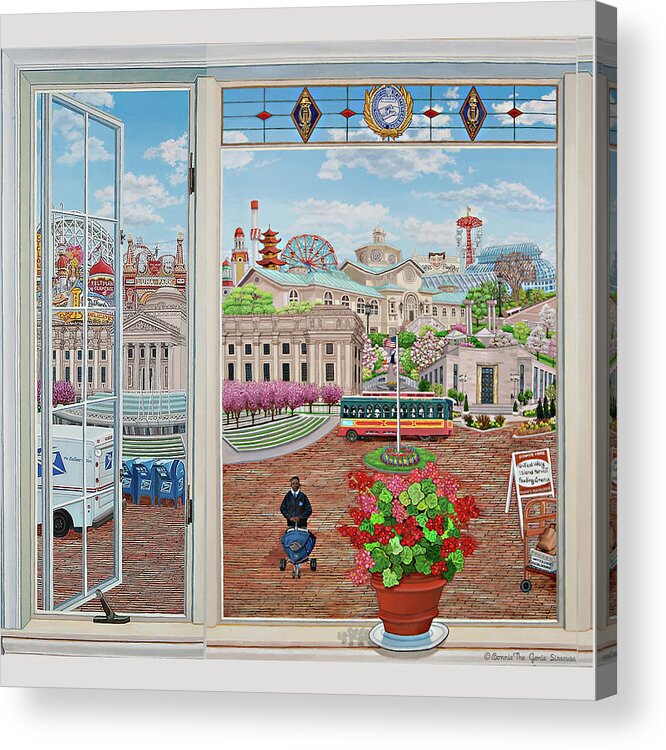  Acrylic Print featuring the painting Brooklyn Picture Window Pillow Mural #1 by Bonnie Siracusa