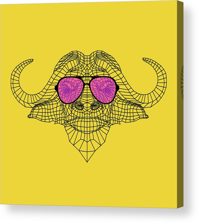 Buffalo Acrylic Print featuring the digital art Buffalo in Pink Glasses by Naxart Studio