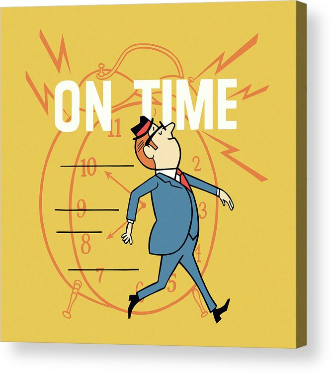 Adult Acrylic Print featuring the drawing Businessman On Time by CSA Images