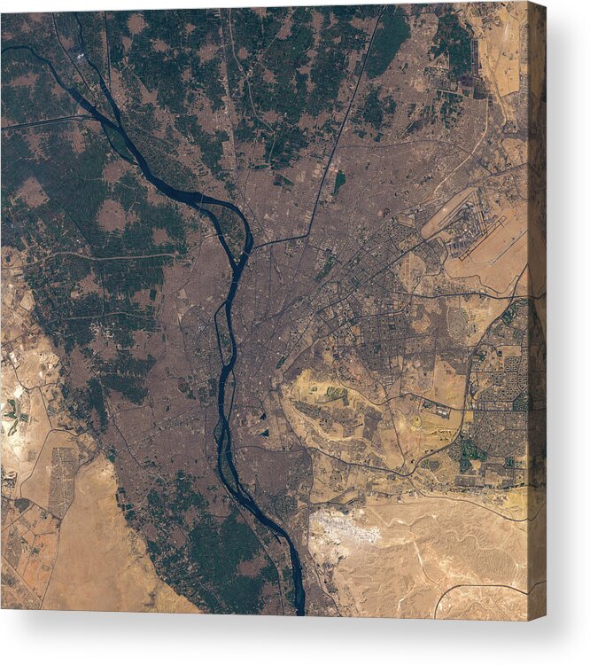 Satellite Image Acrylic Print featuring the digital art Cairo from space by Christian Pauschert