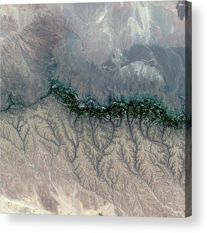 Satellite Image Acrylic Print featuring the digital art Cal Madow, Somaliland from space by Christian Pauschert