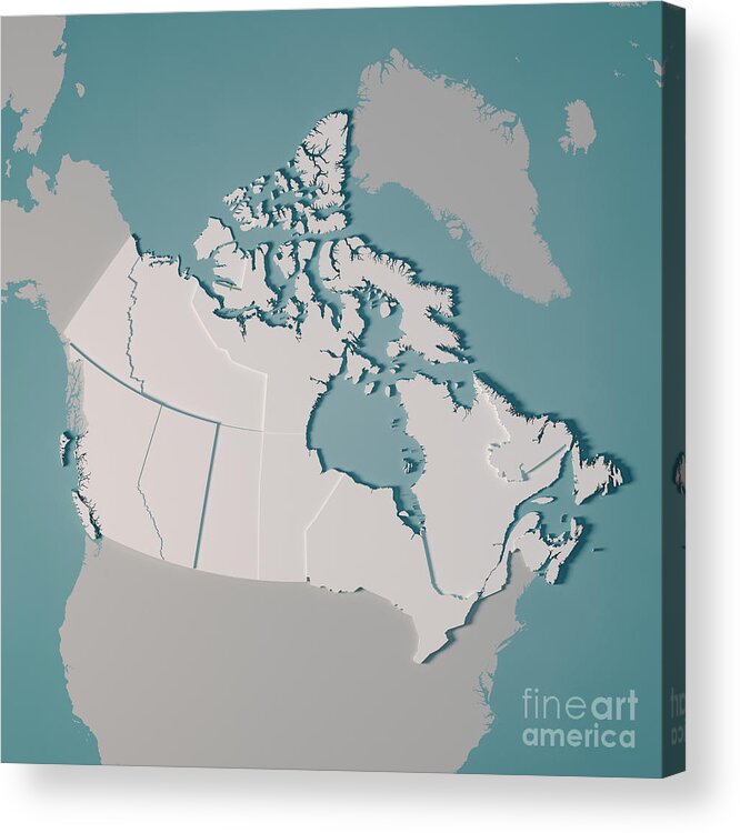 Canada Acrylic Print featuring the digital art Canada Country Map Administrative Divisions 3D Render by Frank Ramspott