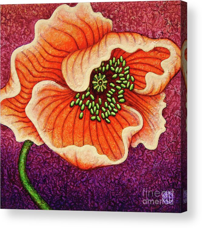 Poppy Acrylic Print featuring the painting Cantaloupe Countenance by Amy E Fraser