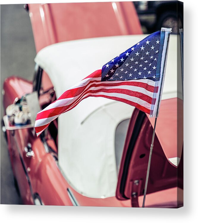 America Acrylic Print featuring the photograph Car Show Flag 3 by Bill Chizek