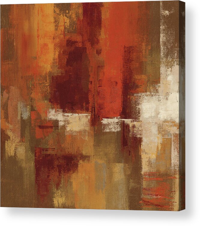 Abstract Acrylic Print featuring the painting Castanets Square I Red Clay by Silvia Vassileva
