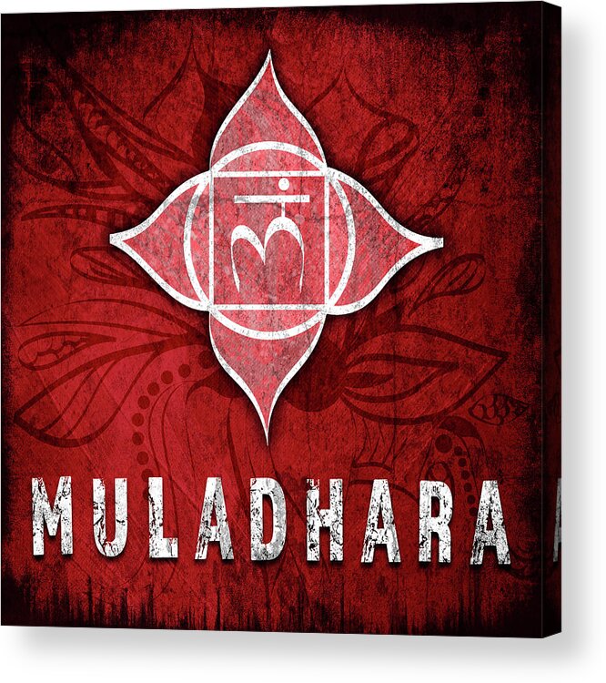 Chakras Yoga Symbol Muladhara Acrylic Print featuring the mixed media Chakrasyoga_symbol_muladhara by Lightboxjournal