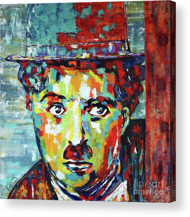 Charlot Acrylic Print featuring the painting Charlie Chaplin Modern Times by Kathleen Artist PRO