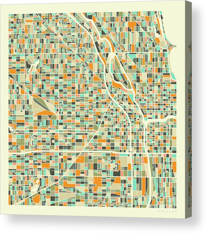 Chicago Acrylic Print featuring the digital art Chicago Map 1 by Jazzberry Blue