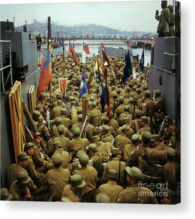 Crowd Of People Acrylic Print featuring the photograph Chinese Pows Headed For Taiwan by Bettmann