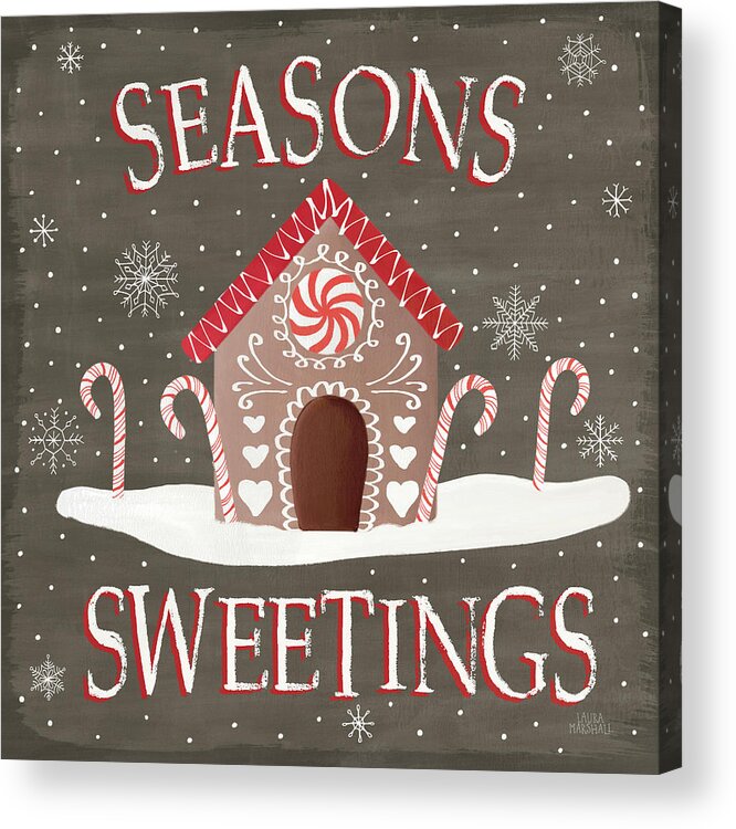 Candy Canes Acrylic Print featuring the painting Christmas Cheer Vii Seasons Sweetings by Laura Marshall