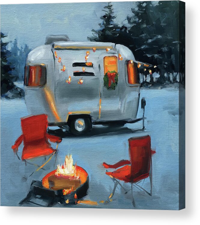 Airstream Acrylic Print featuring the painting Christmas in the Snow by Elizabeth Jose