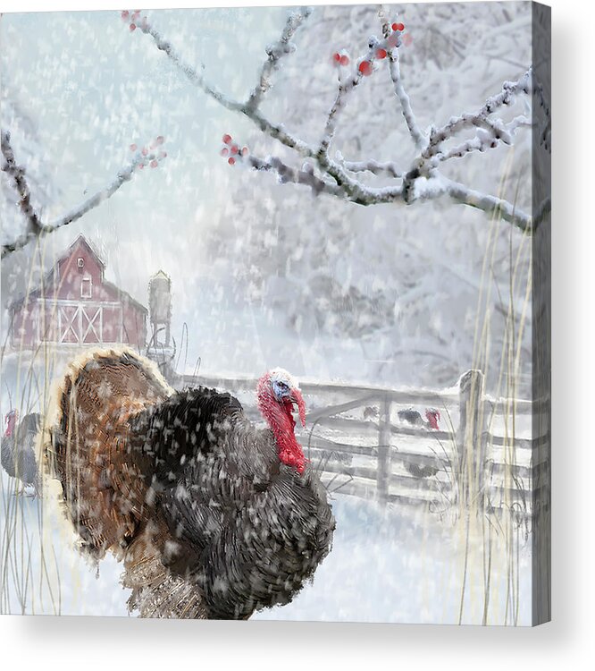 Christmas Turkey Acrylic Print featuring the painting Christmas Turkey by Clare Davis London