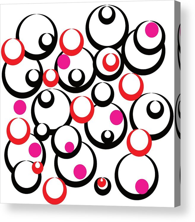 Circle Pattern Acrylic Print featuring the digital art Circle Pattern Black Red Pink by Patricia Piotrak