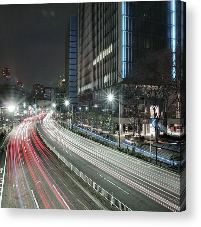 Curve Acrylic Print featuring the photograph City Of Tokyo At Night by Spiraldelight
