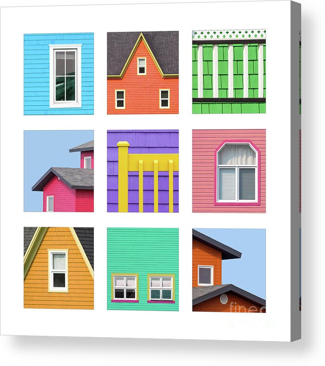 Style Acrylic Print featuring the photograph Collage of details of the colourful houses of the Magdalen Islan by Jane Rix