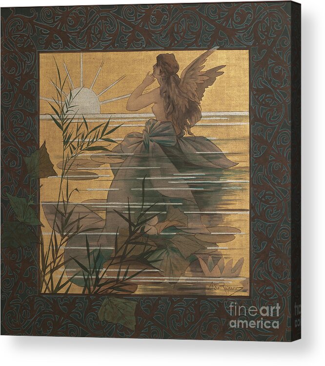 Naiad Fountain Acrylic Print featuring the drawing Composition With Winged Nymph by Heritage Images