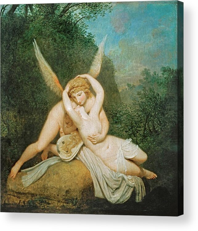 Amoretto Acrylic Print featuring the painting 'Cupid and Psyque', c. 1787-1794, Oil on canvas, 98 x 98 cm. ANTONIO CANOVA . PSYCHE -MYTHOLOGY-. by Antonio Canova -1757-1822-