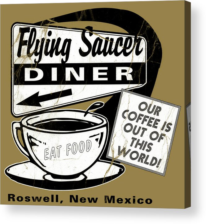D104600 Flying Saucer Diner Acrylic Print featuring the digital art D104600 Flying Saucer Diner by Retroplanet